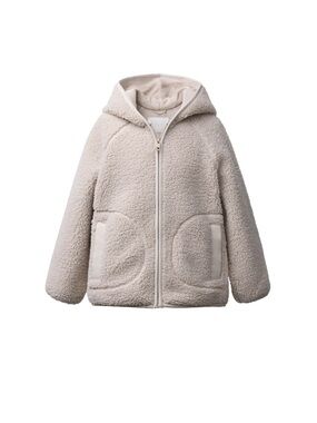 Zara Kids Sherpa Hooded Puffer Jacket - Cream SIZE 2 NWT